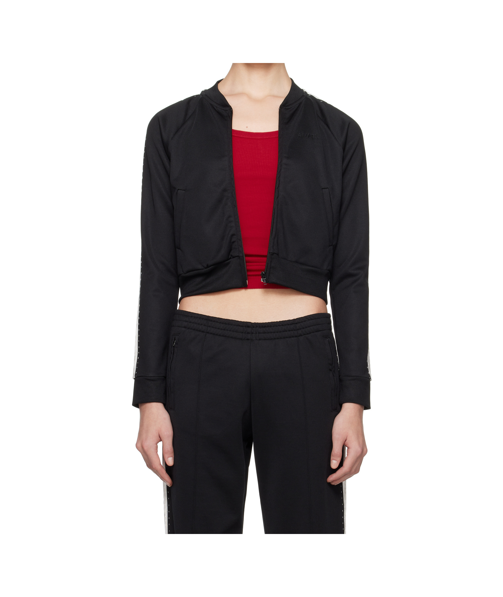Re/done Logo Embroidered Casual Jacket In Black
