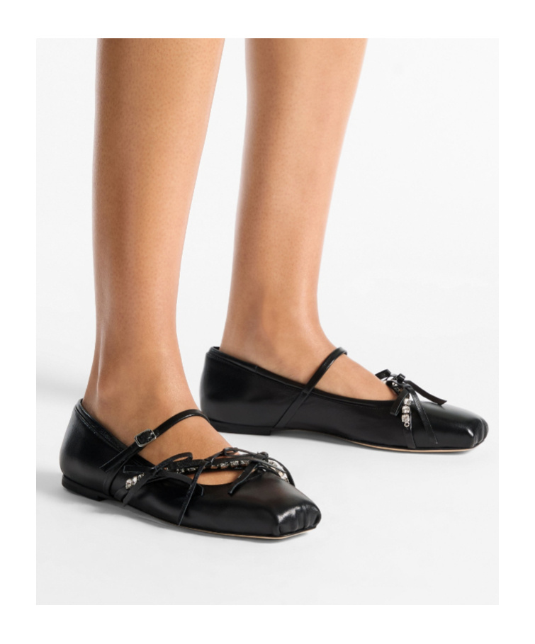 Jimmy Choo Square-toe Ballerina Shoes In Black
