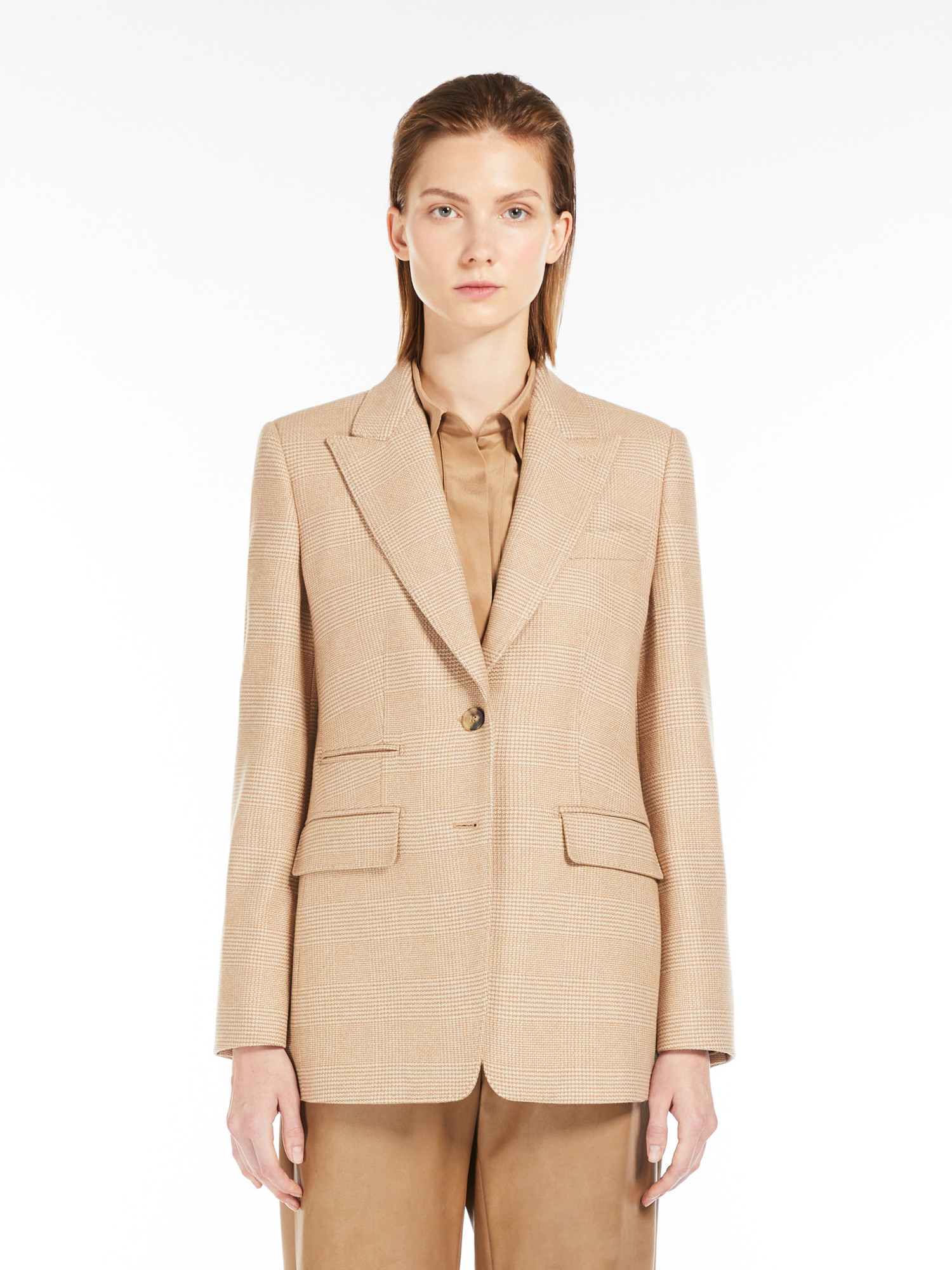 Shop Max Mara Unghia Single-breasted Jacket In Nude