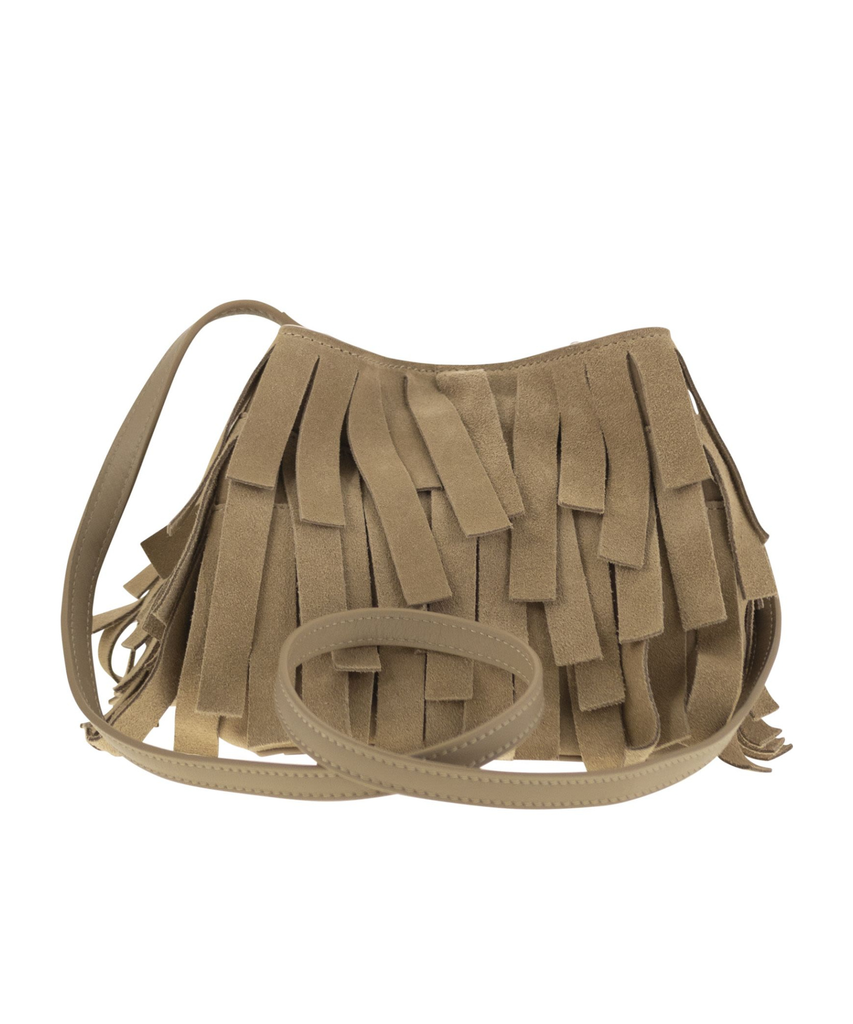 Hogan Hocket Mini Bucket Bag In Suede With Fringe Workmanship In Brown