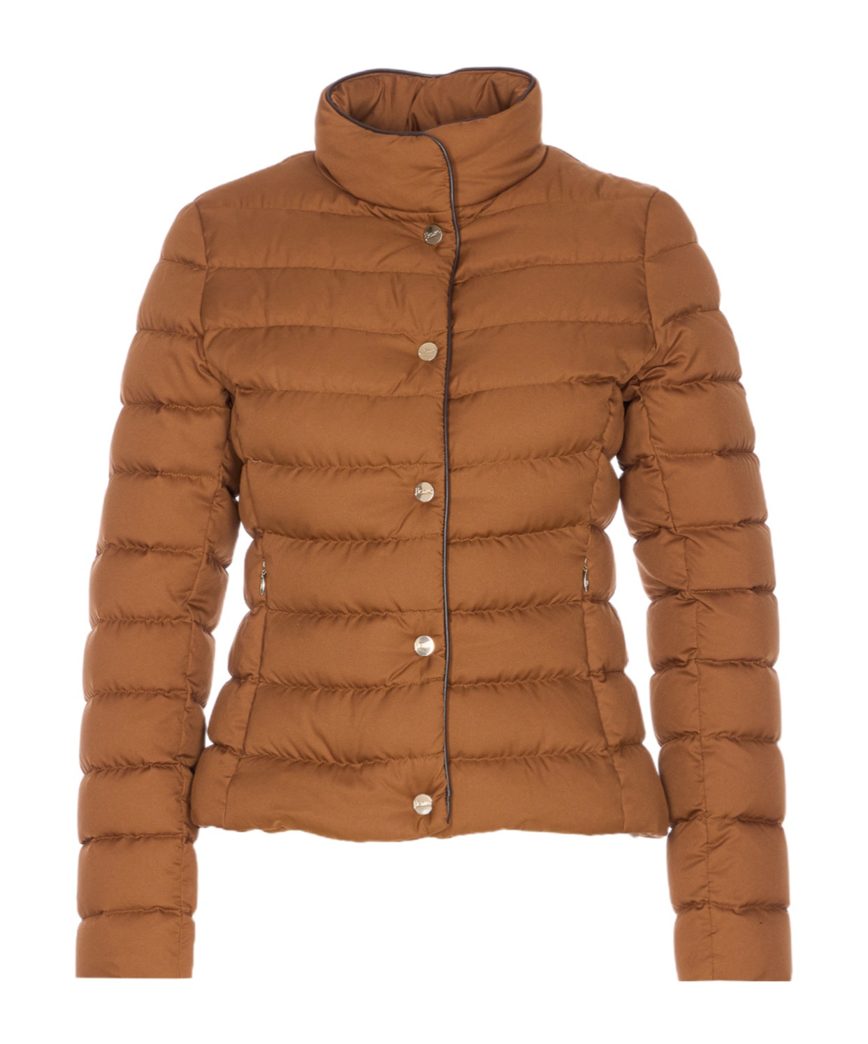 Herno High Neck Long Sleeve Padded Jacket In Brown