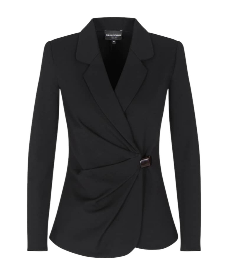 Emporio Armani Asymmetric Button Blazer In Black