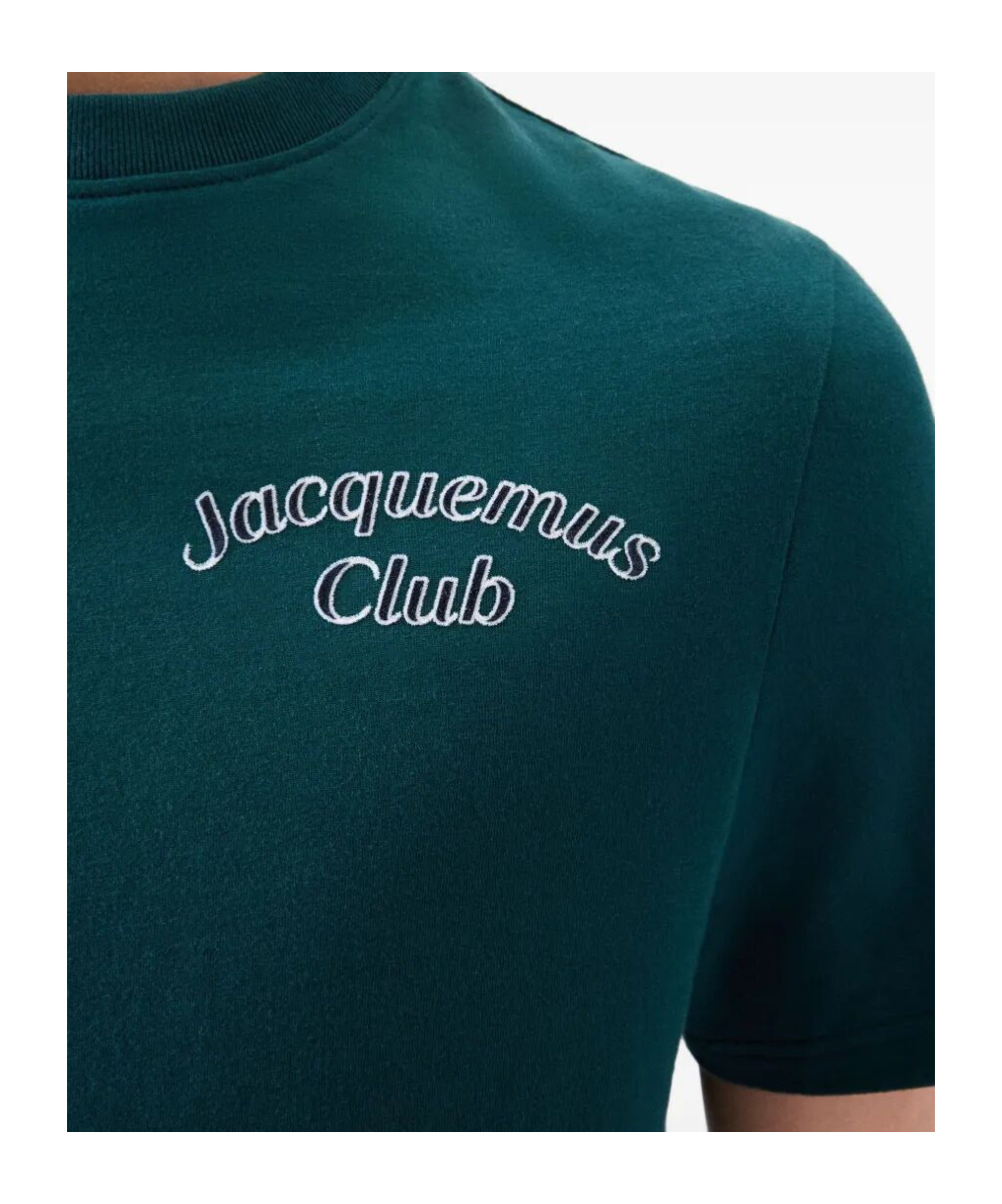 Jacquemus Mens Club Dark Green Embroidered-print Long-sleeve Cotton Shirt In Green