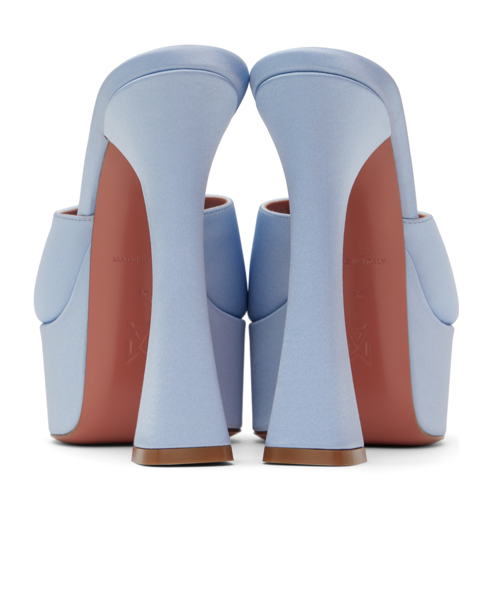 Shop Amina Muaddi Dalida Plateau 140 Square Toe High-heeled Sandals In Blue