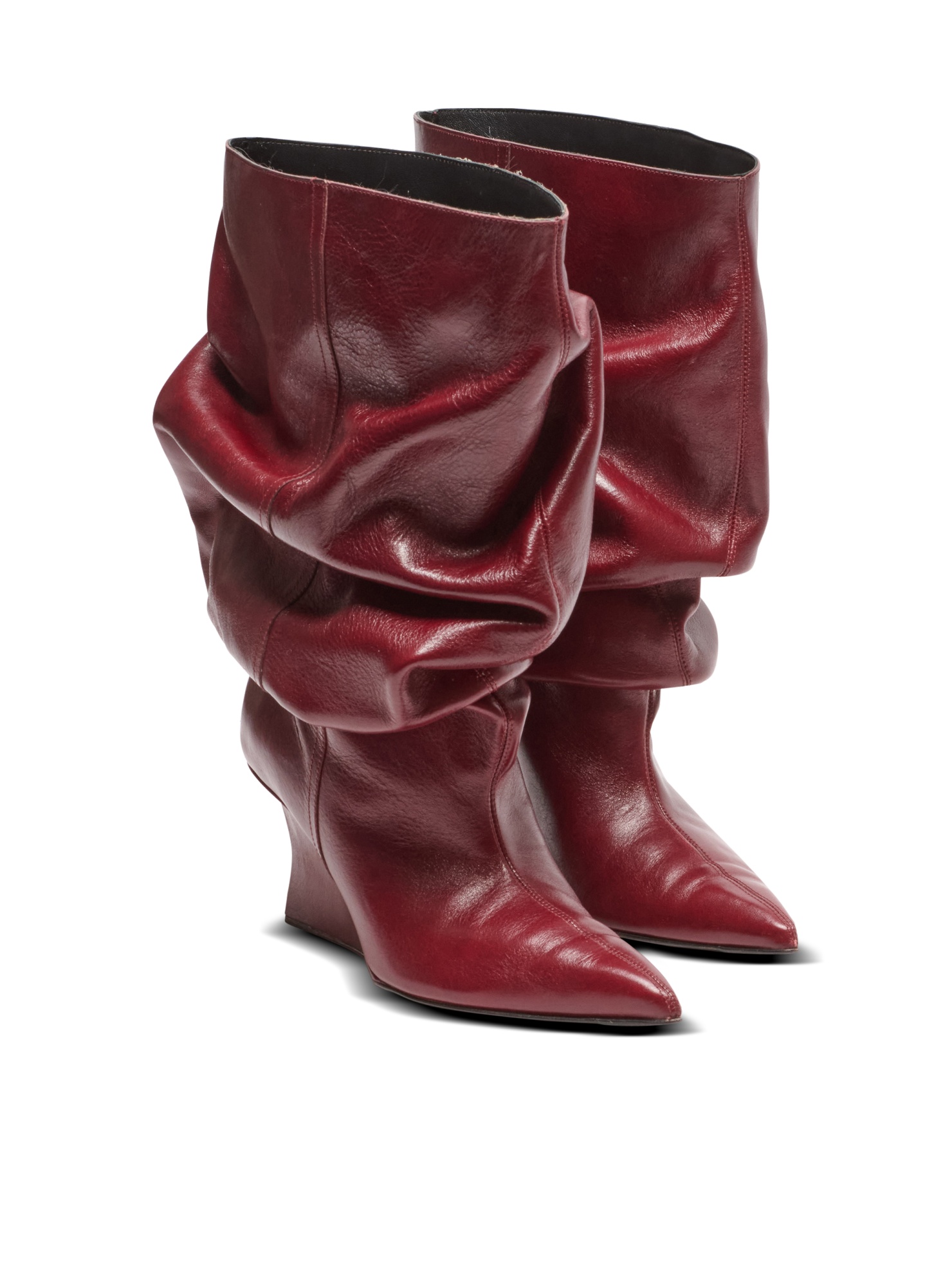 Balmain Wedge Ankle Boots In Burgundy