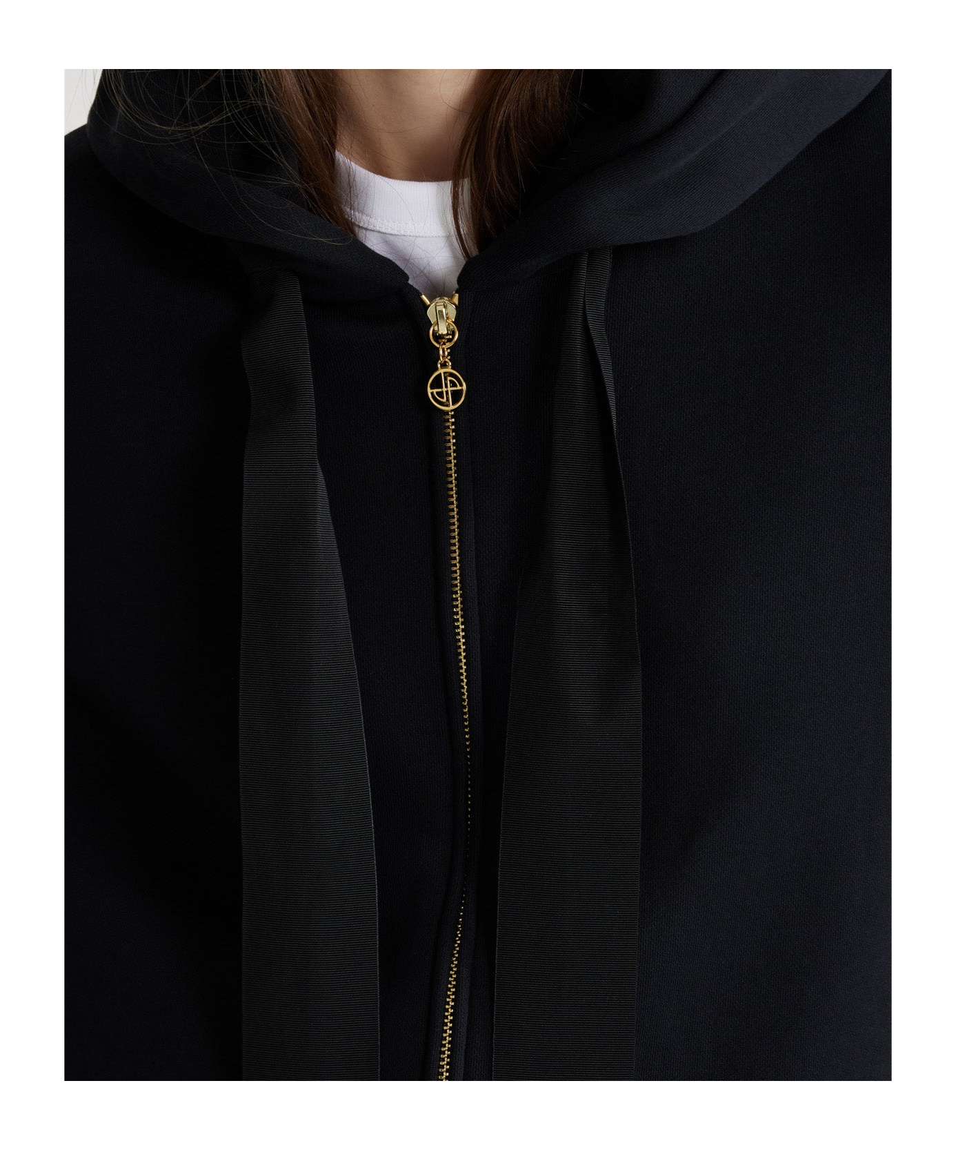Shop Patou Full Zip Hooded Coat In Black