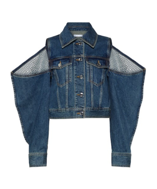 Area Denim Jacket With Decorative Cutouts In Blue