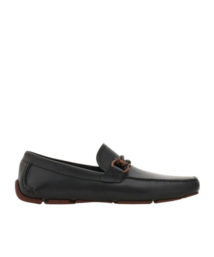 Ferragamo Gancini Ornamented Driver Loafers In Black
