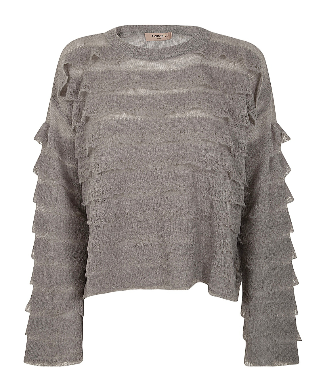 Twinset Ruffle Sweater In Gray