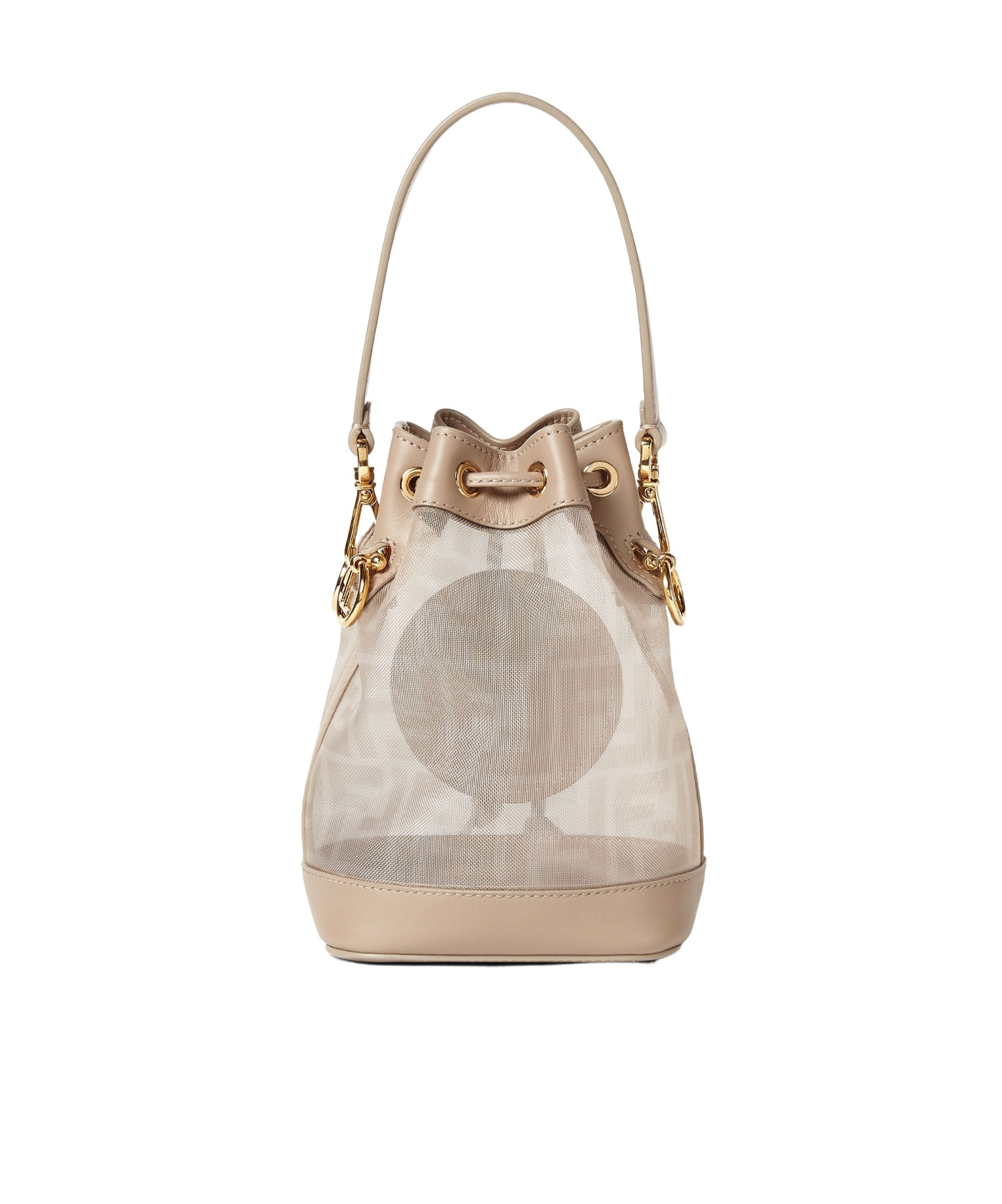 Fendi Mon Tresor Dove Gray Ff Mesh Mini-bag In Dove-grey
