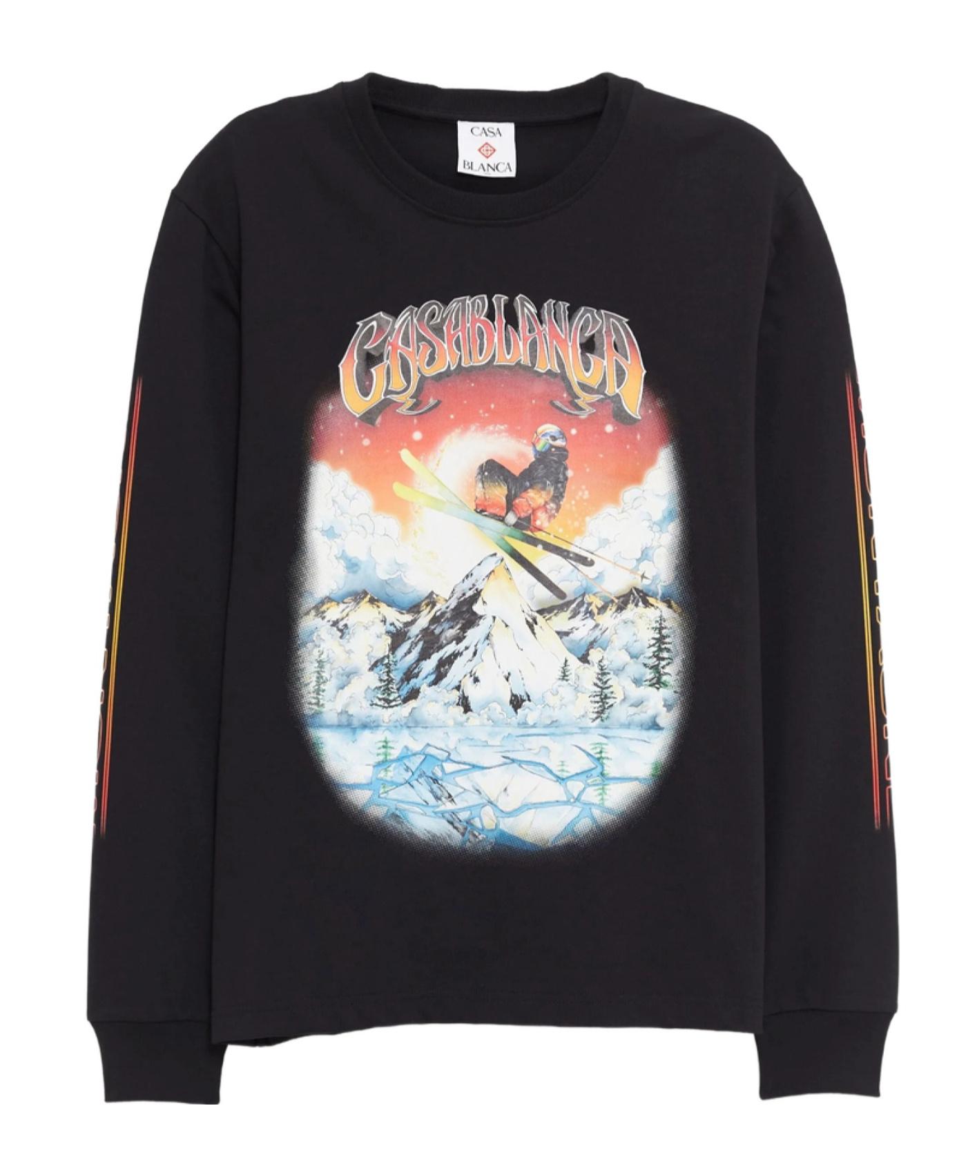 Casablanca Printed Long-sleeved T-shirt In Black