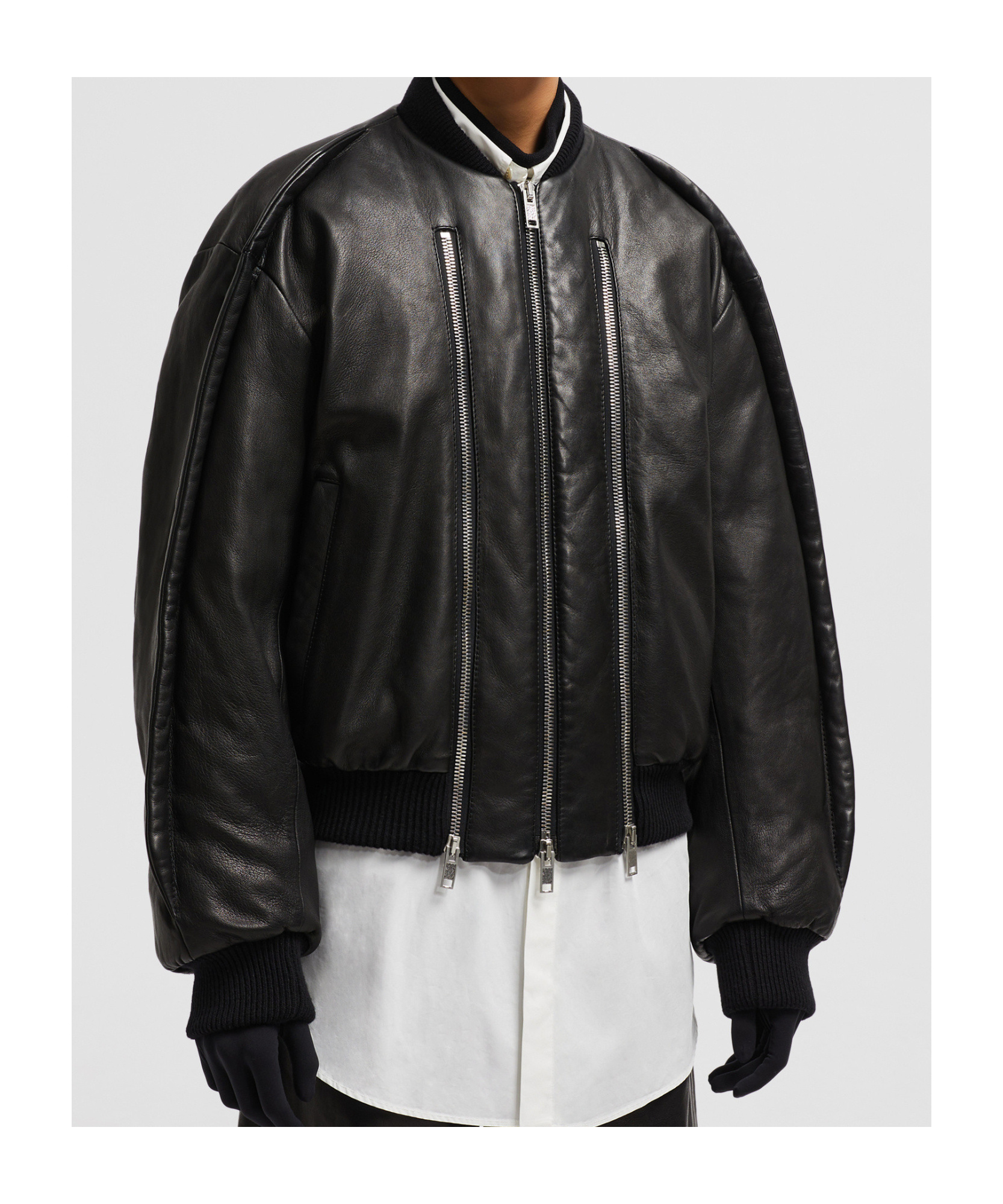 MONCLER MONCLER X WILLOW SMITH IALI LEATHER BOMBER JACKET