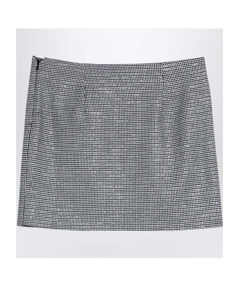 Shop Alessandra Rich Houndstooth Mini Skirt In Gray