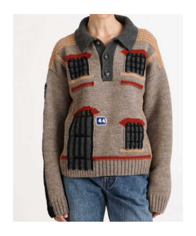 Jw Anderson Womens House Polo Jumper In Beige Melange In Multi
