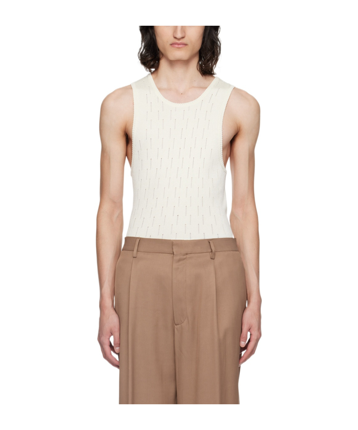 Lardini Round Collar Drawn-down Vest In White