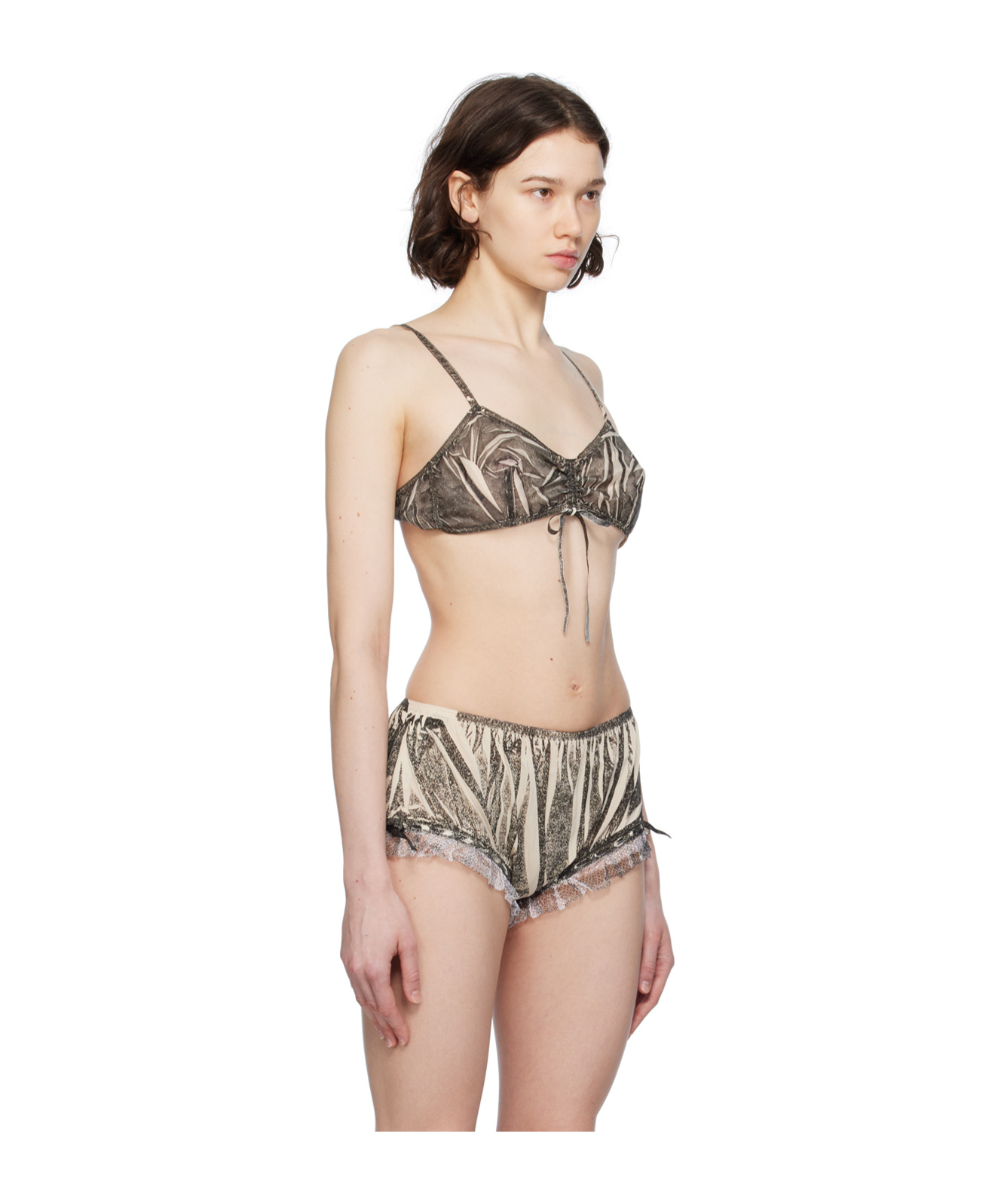 Maison Margiela Pattern Printed Detail Bra Underwear In Black