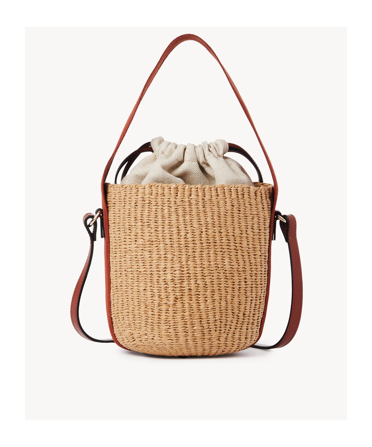 Chloé Mini Horse Medal Basket Bag In Natural Fibres Brown Size Onesize 100% Paper Yarn, Calf-skin Leather In Red