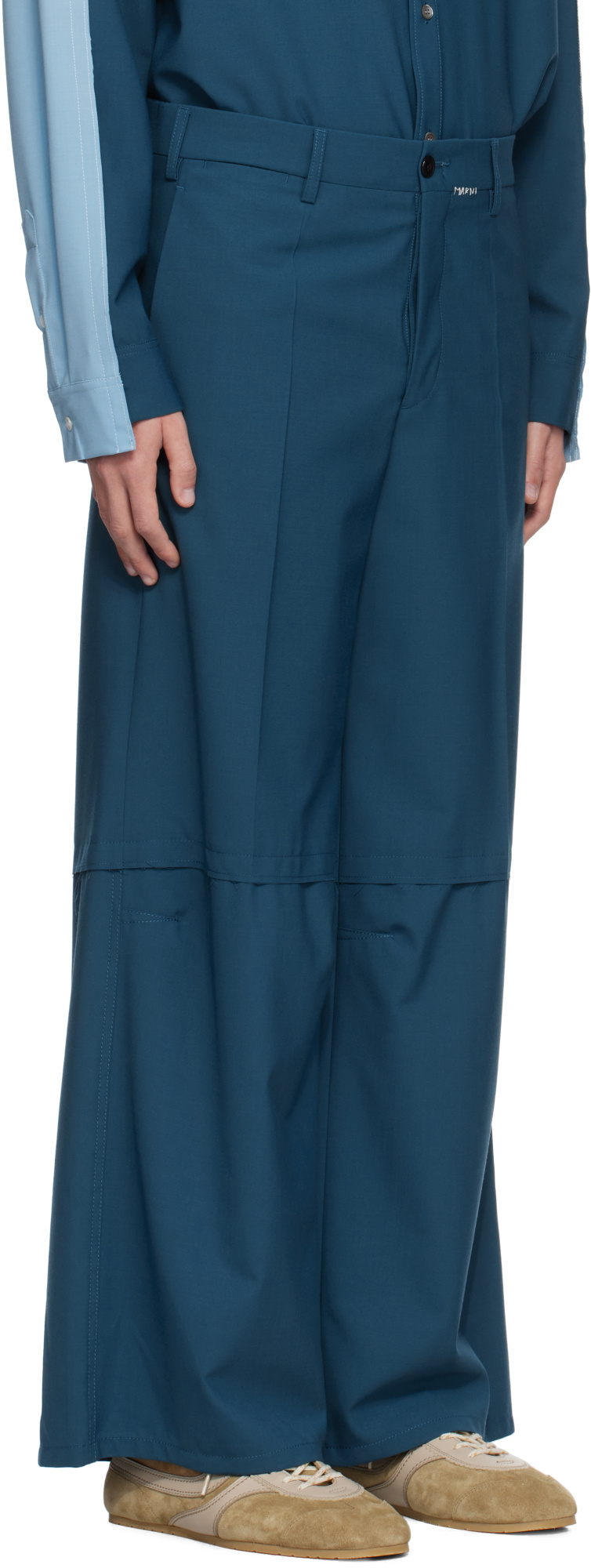 Marni Belt-loop Casual Pants In Blue