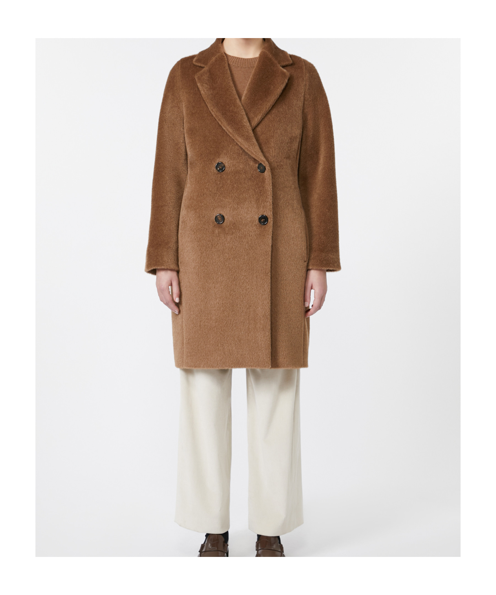 Max Mara Wool And Alpaca Midi Coat In Brown