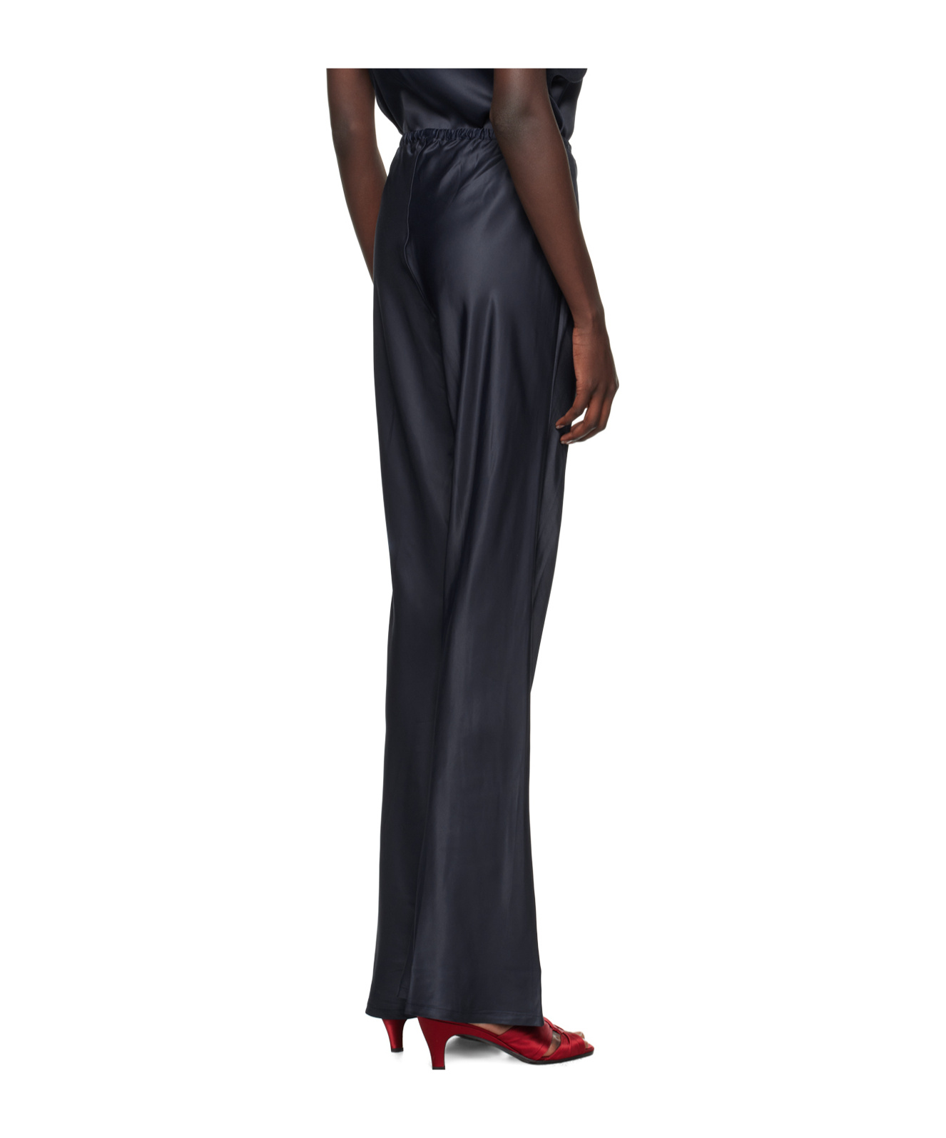 Baserange Elastic Waist Casual Pants In Black