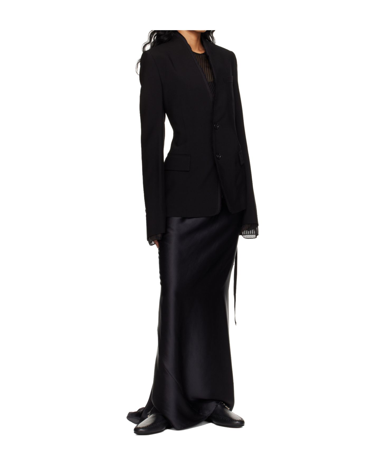 Ann Demeulemeester Sady Collarless Fitted Blazer In Black