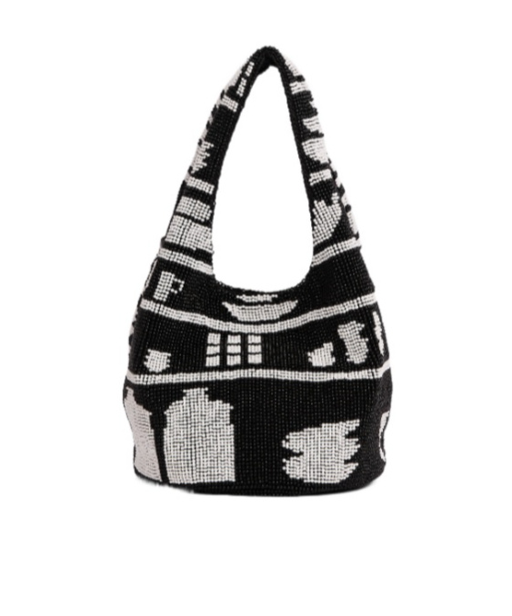 Jw Anderson Mini Beaded Shopper In Black
