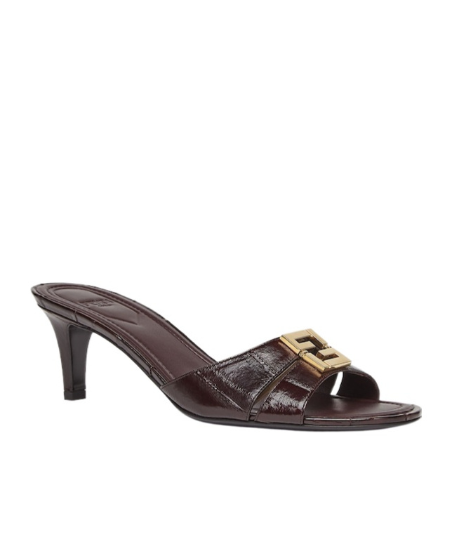 Fendi Fold Leather Kitten-heel Sandals In Brown