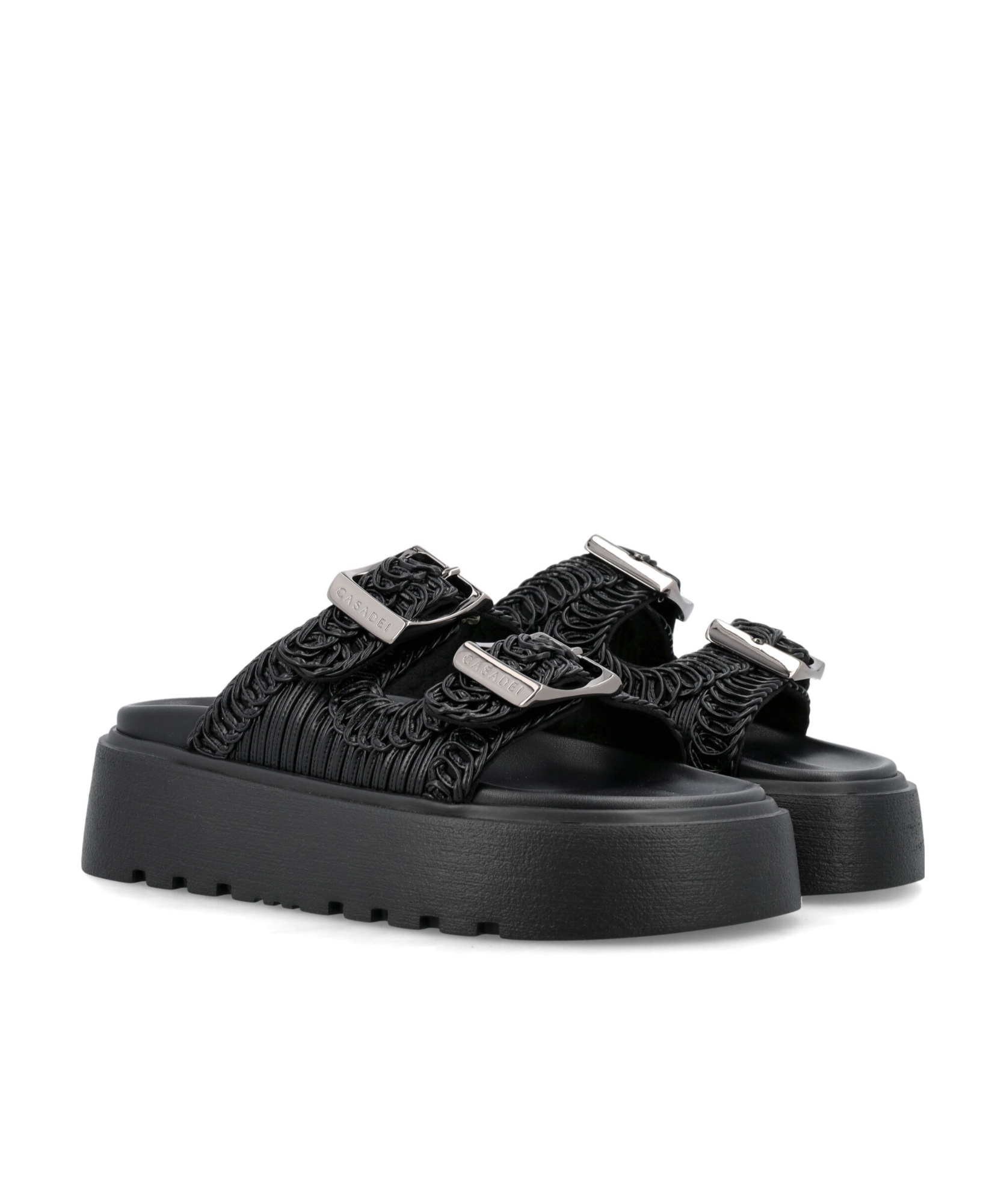 Casadei Birky Ale Flatform Slides In Black