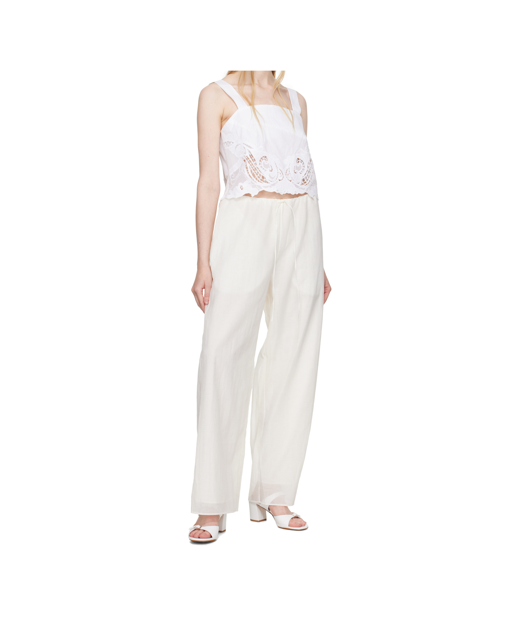 Rag & Bone White Clem Lace-trim Poplin Tank Top