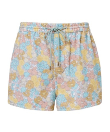 Chloé Floral Cotton Terry Shorts In Brown