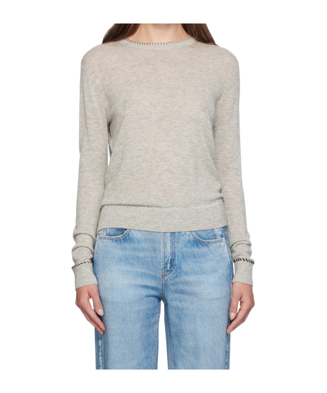 Rag & Bone Indie Crew Long-sleeved Sweater In Gray