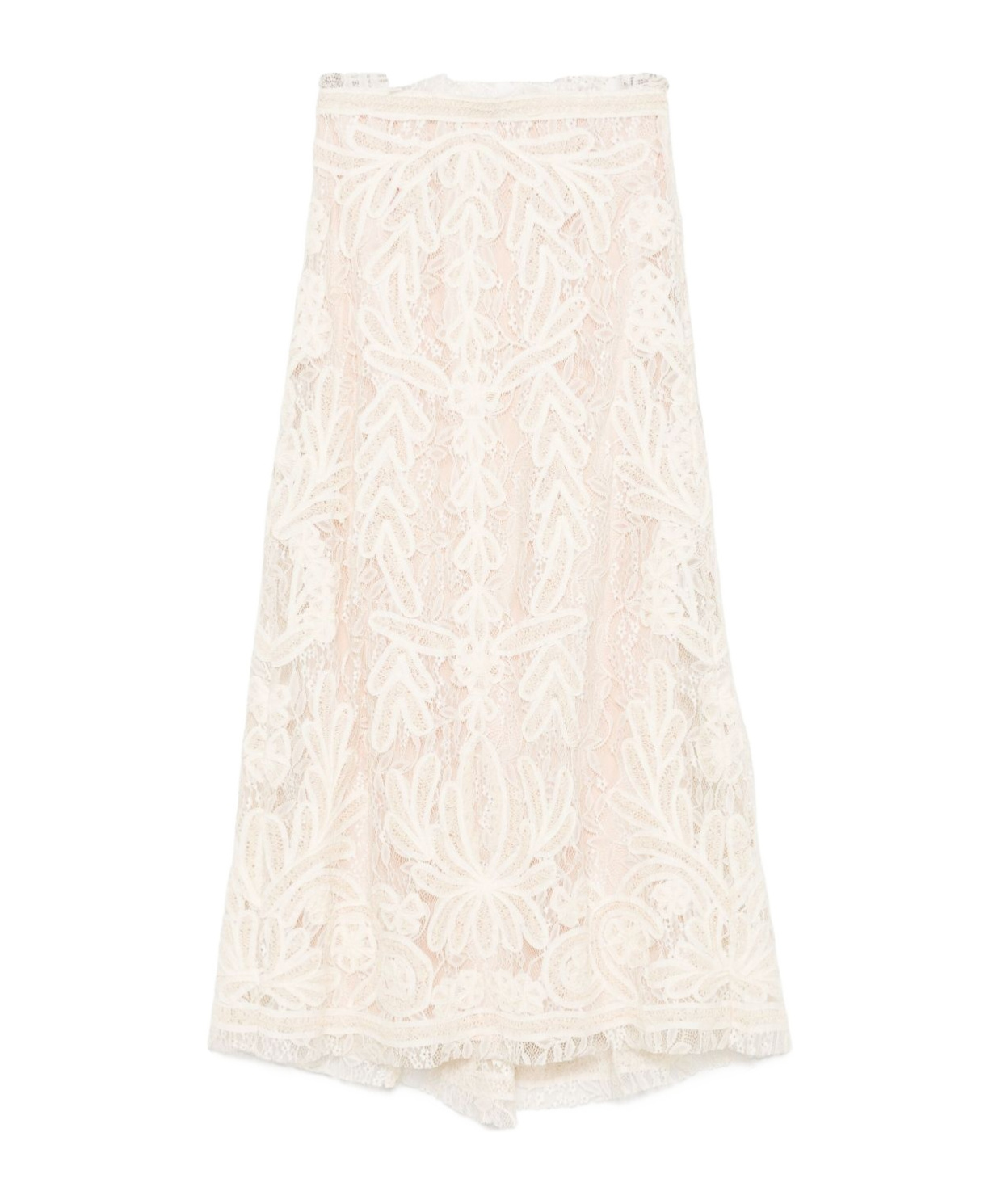 P.a.r.o.s.h Lace Floral Midi Skirt In Beige