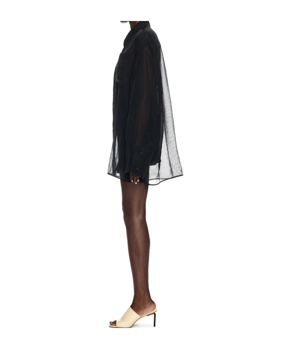 Off-white Mini Asymmetric Black Dress With Cut-out And Ruffle Detail In Viscose Stretch Woman In Black