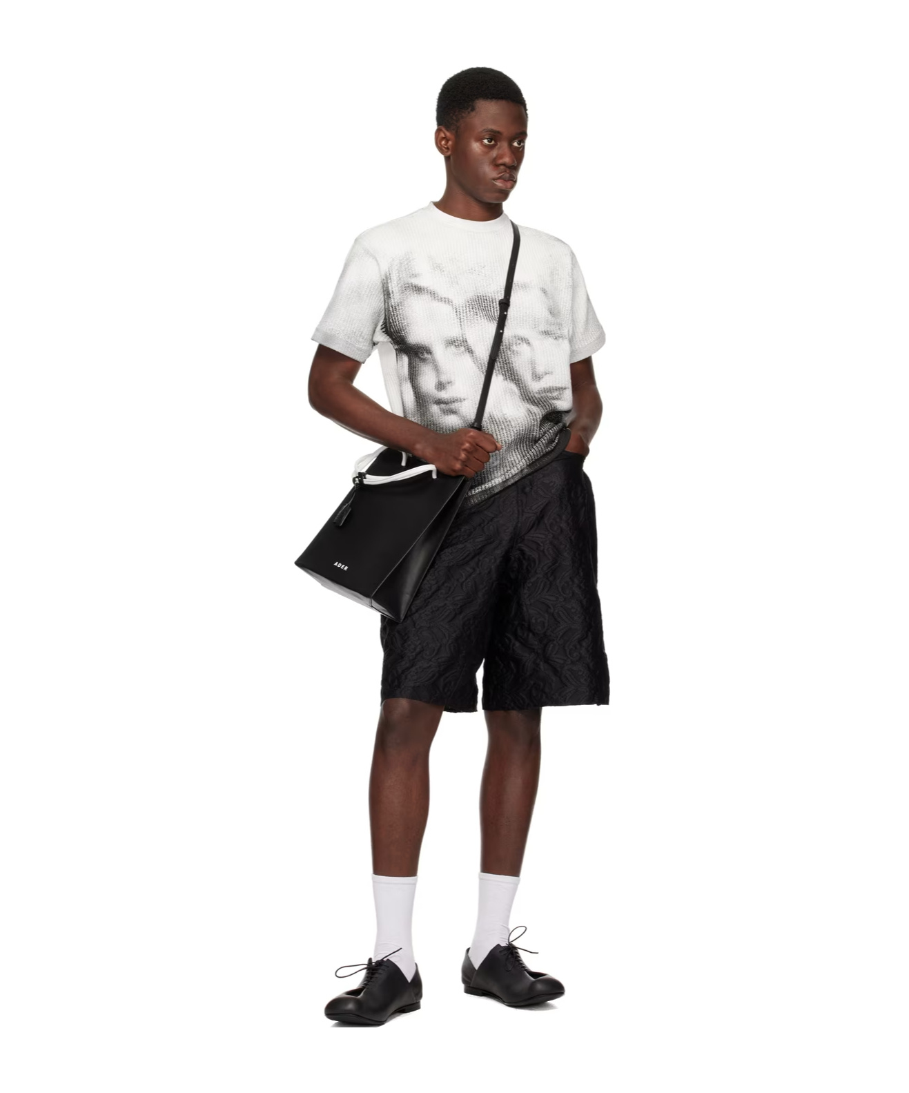 Ader Error Spliced Waist Loop Shorts In Black