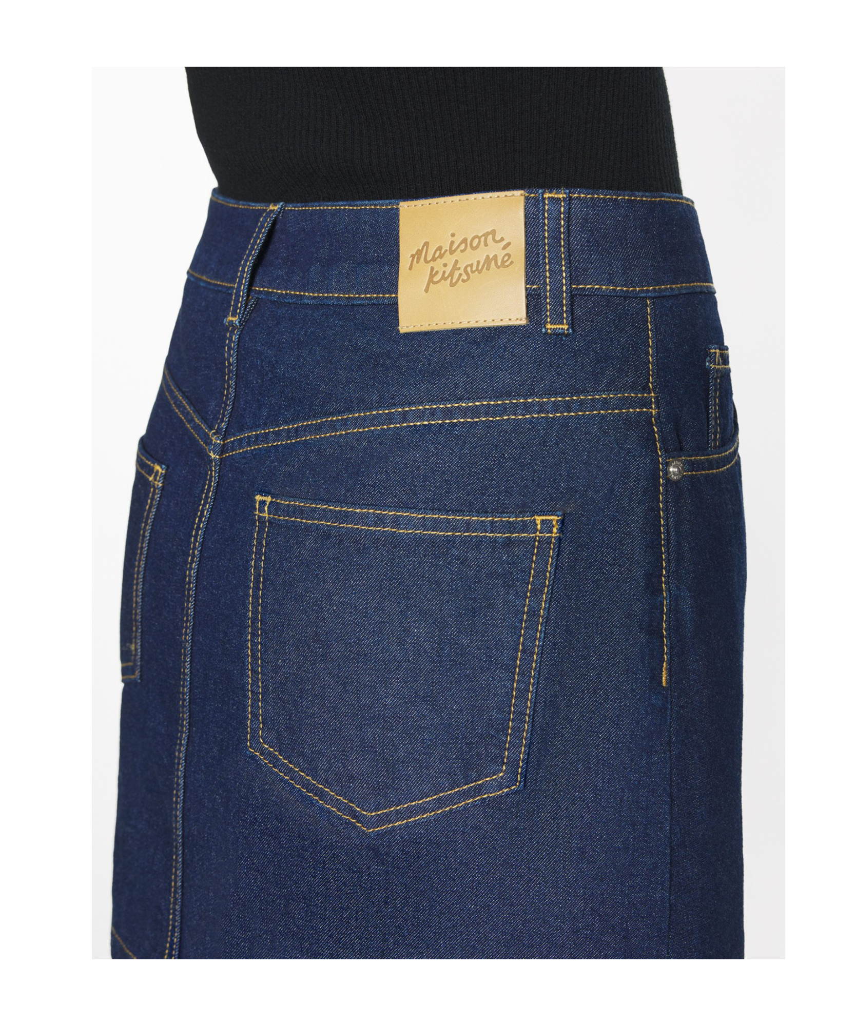 Maison Kitsuné Denim Mini Skirt In Blue