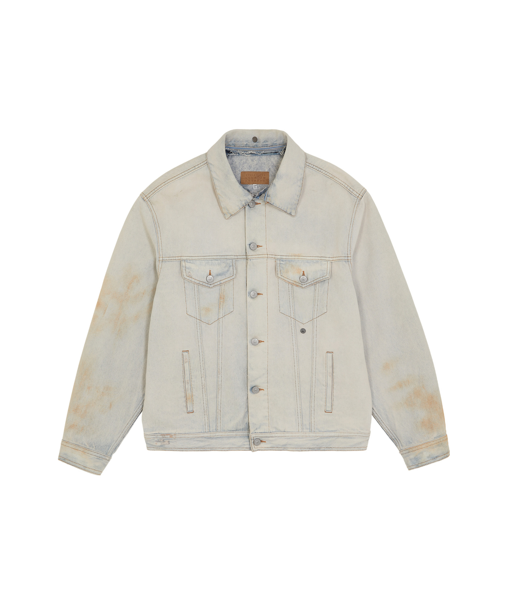 Mm6 Maison Margiela Distressed-finish Denim Jacket In White