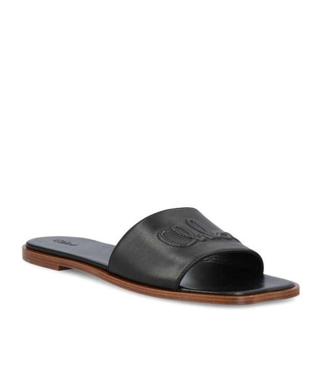Chloé Logo-embellishment Flat Sandals In Black
