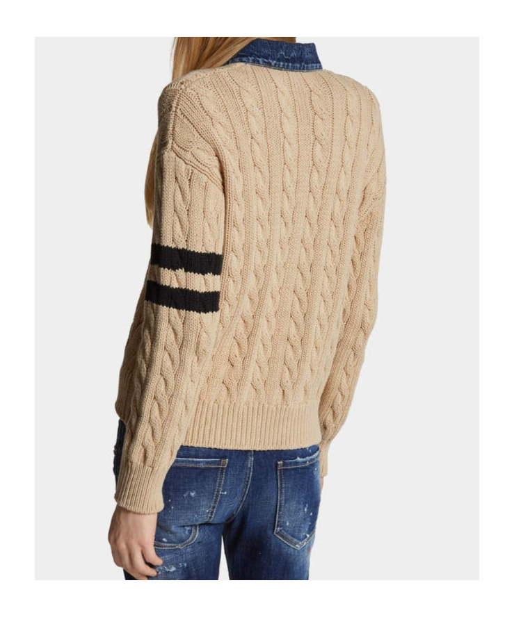 Dsquared2 Cable-knitt Cardigan In Nude