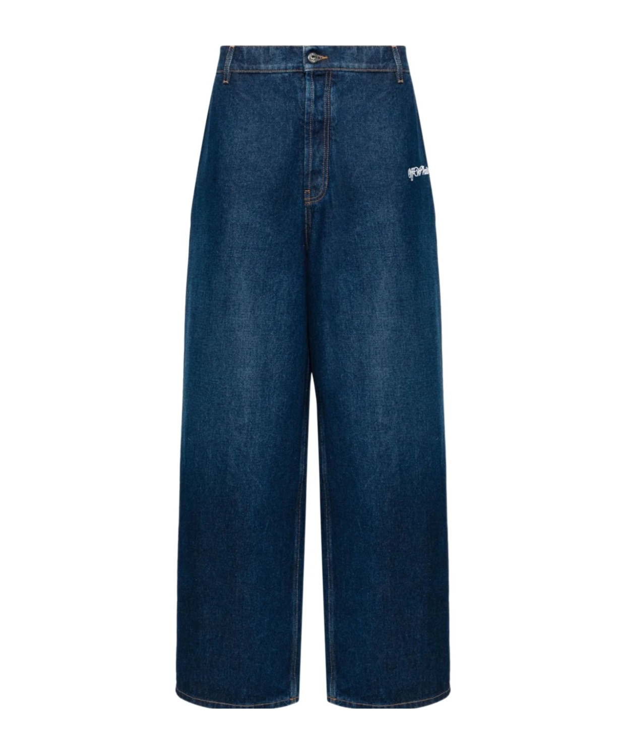 Off-white Blue Wide Denim Jeans In Blue