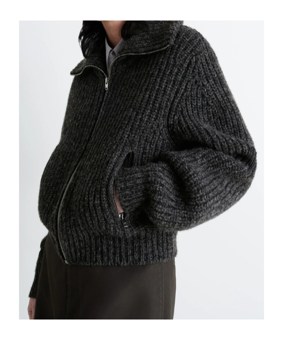 Lemaire Long-sleeved Knitted Cardigan In Black