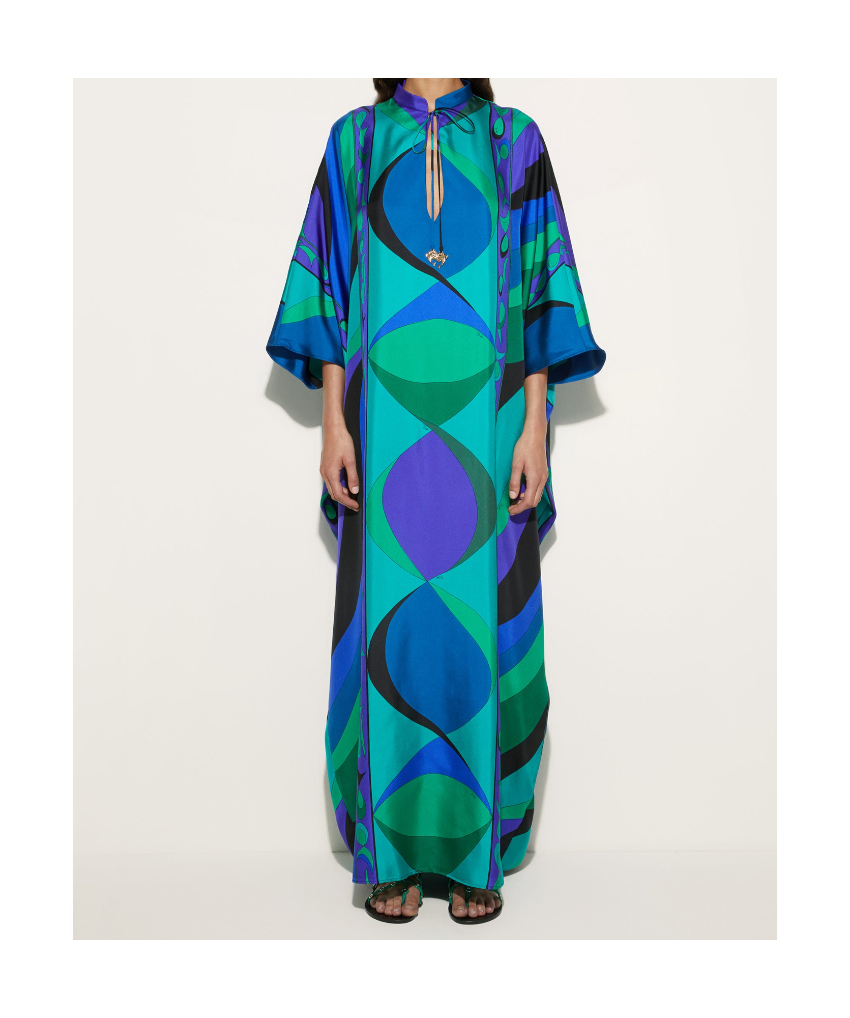 Pucci Pesci Print Maxi Kaftan In Blue