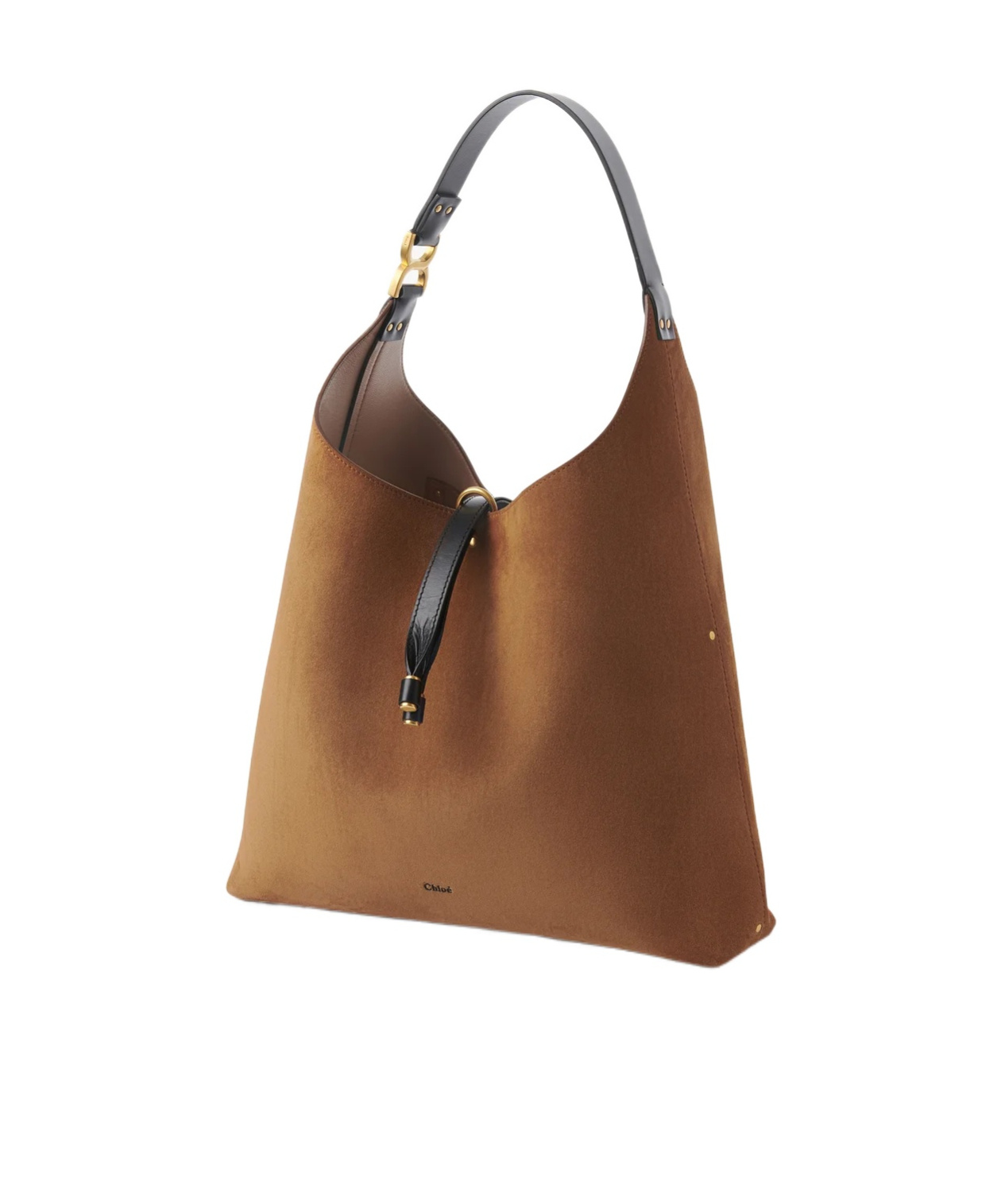 Shop Chloé Marcie Suede Shoulder Bag In Brown