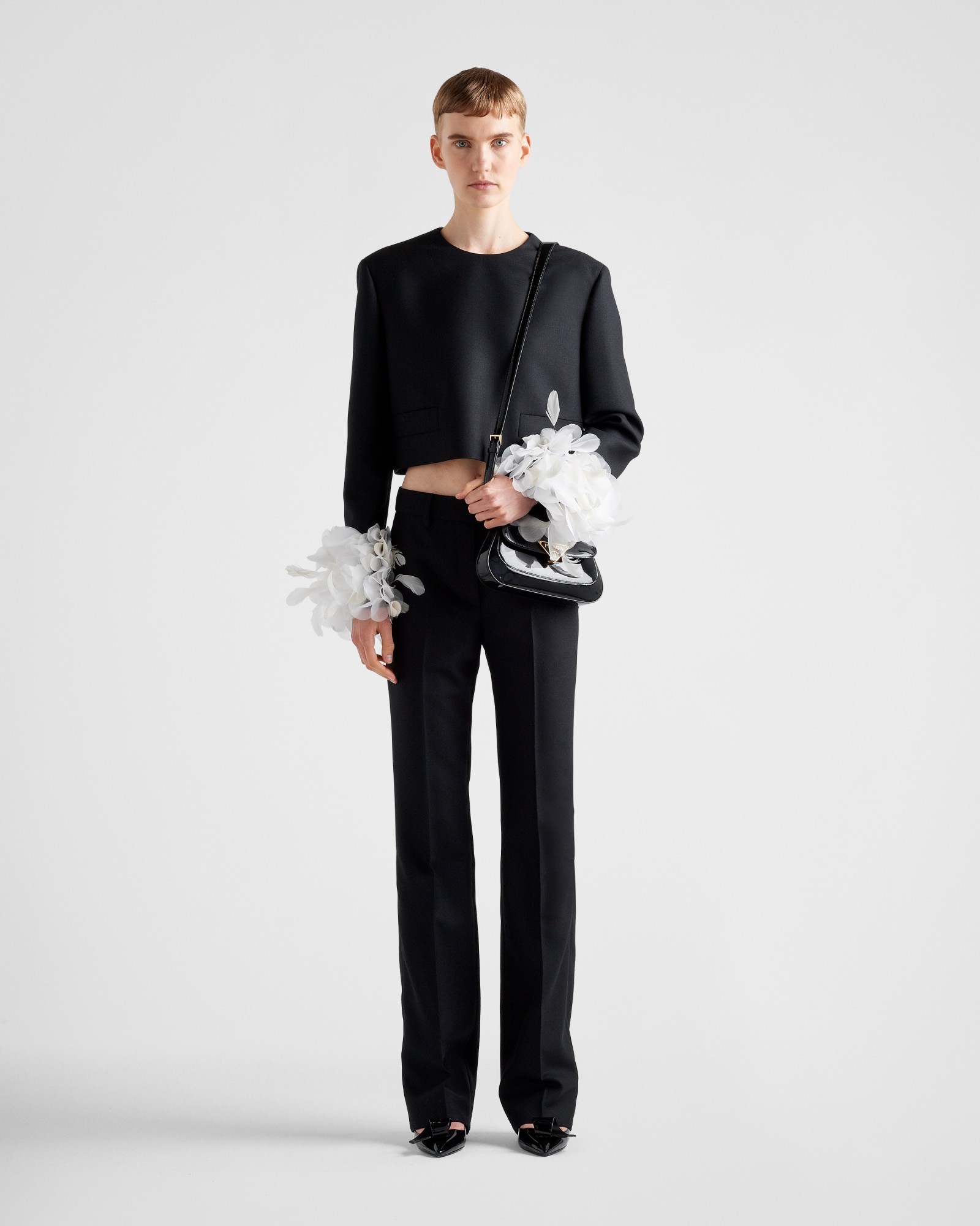 Prada Welt Pocket Wool Dress Trousers In Black