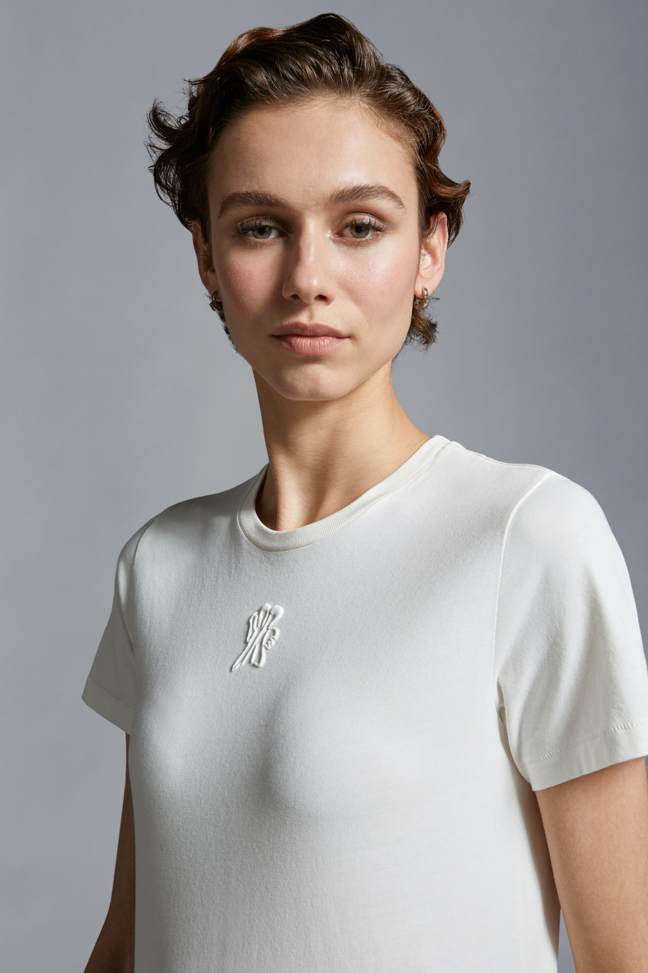 Moncler Logo-embroidered Cotton T-shirt In White