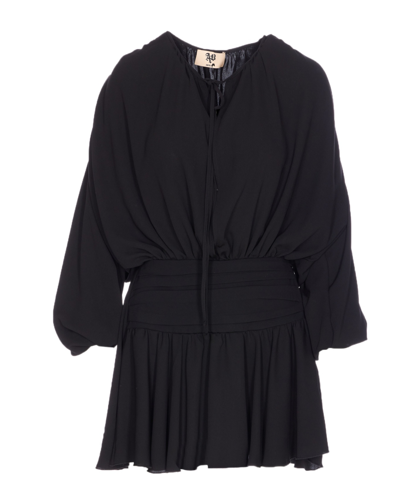 Aniye By Long-sleeve V-neck Mini Dress In Black