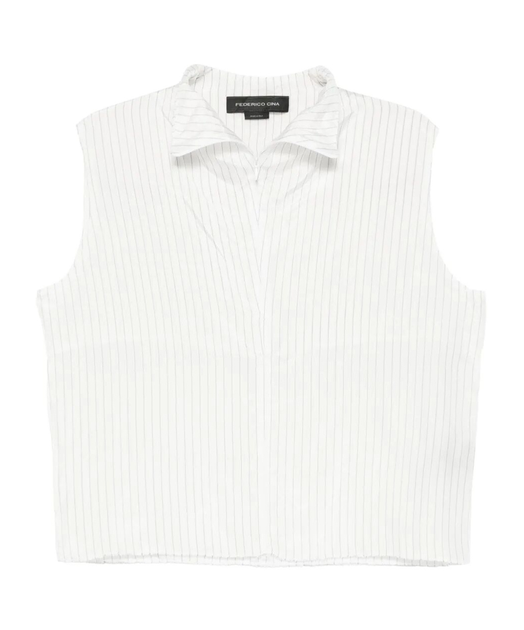 Federico Cina Pinstripe Sleeveless Blouse In White