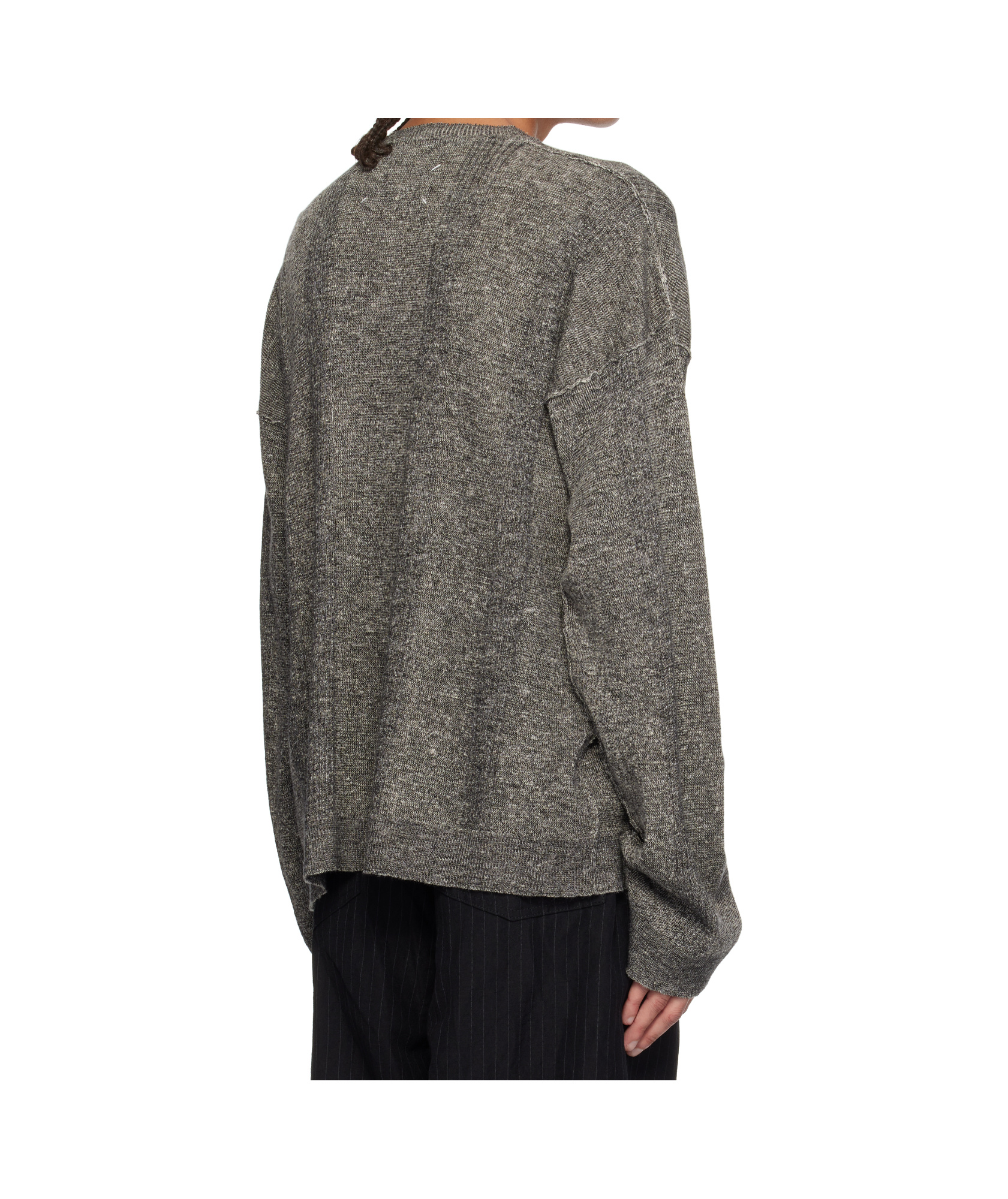 Maison Margiela V-neck Skintwear In Grey Linen And Cotton In Gray
