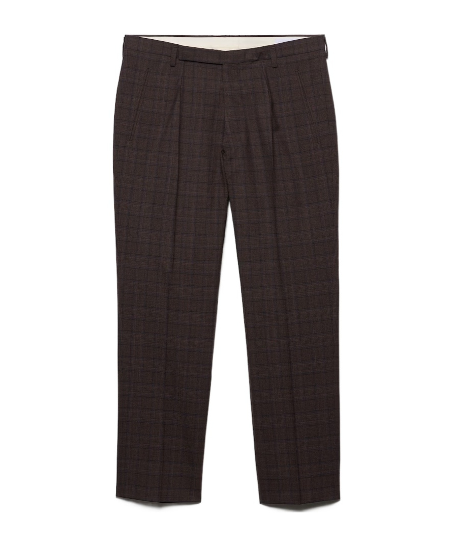 Prada Prince Of Wales Check Wool Pants In Brown
