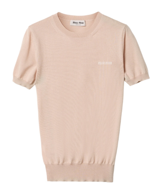 Miu Miu Logo-jacquard Top In Nude