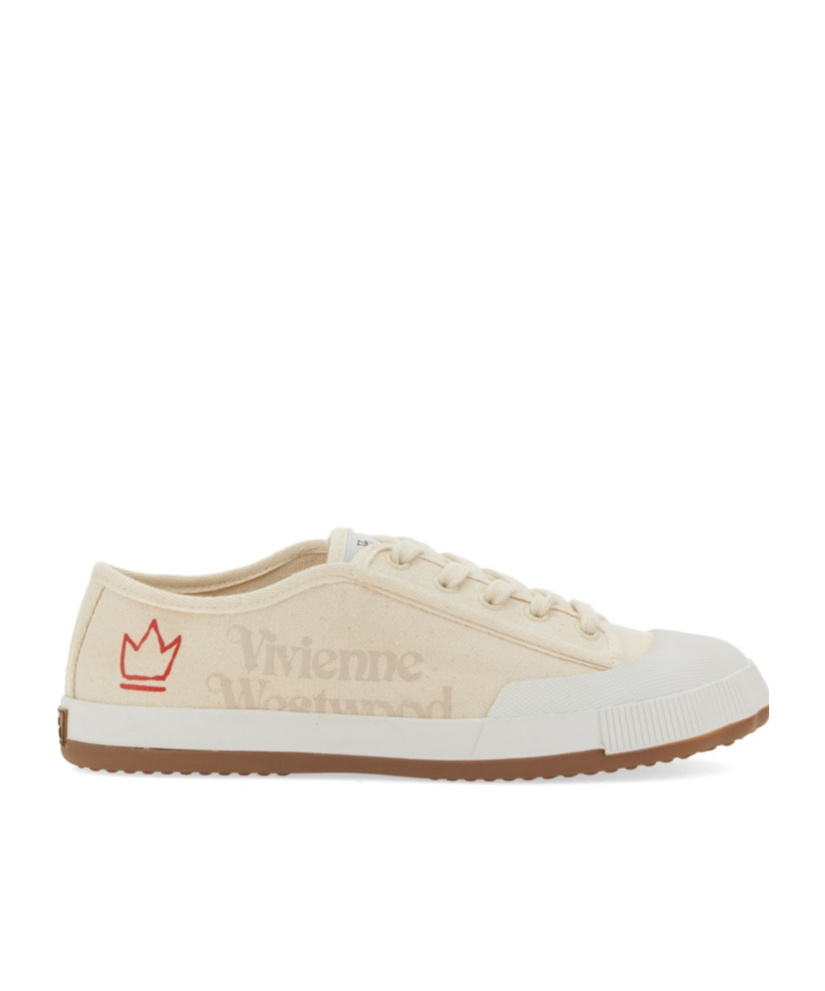 Vivienne Westwood Man Sneakers Cream Size 9 Textile Fibers In White